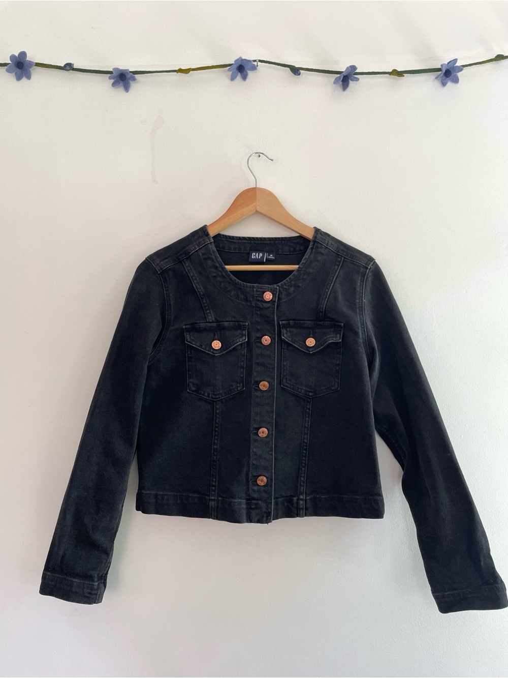 Gap Collarless Cropped Icon Denim Jacket